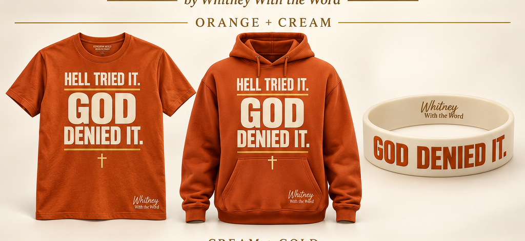 Orange and cream God Denied It T-shirt, hoodie, and bracelet